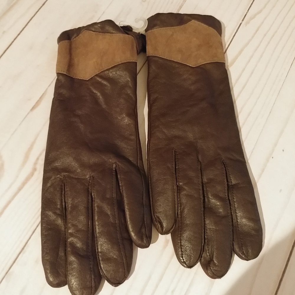 Leather gloves-Brown-Never worn-M